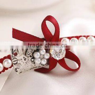 fancy hair red bow magnetic crystal pearls hair clip hair barrettes