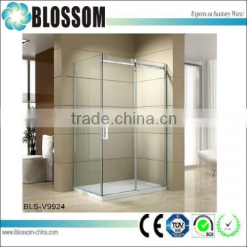 frameless style glass double hanging roller sliding shower door