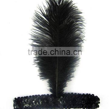 Sequin flapper headpiece feather headband hairband for party costume