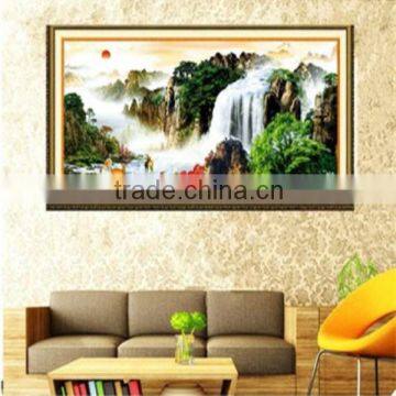 Newest! DIY Cross Stitch Sunset Mountains Animal Scenic Waterfall Plot Painting Needlework Full Embroidery Kit Set