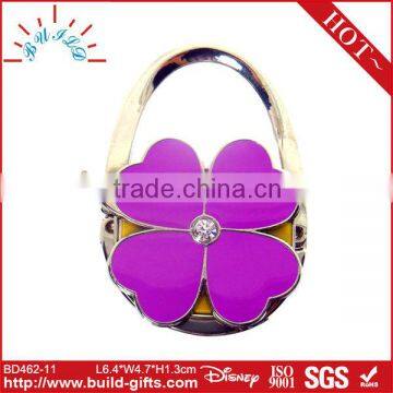 flower heart shape diamante metal portable bag hook