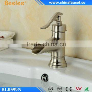 Beelee Unique Waterfall Brushed Nickle Basin Mixer Taps NSF Faucet for Bathroom photo-2