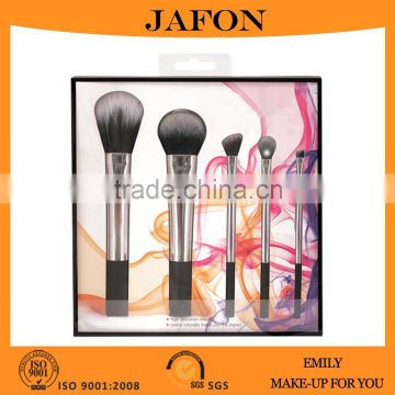 Long aluminum handle wholesale makeup brush direct from China 5 pieces kit