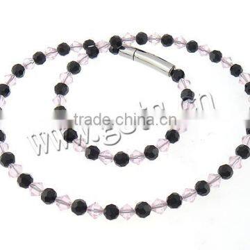 6x6mm 6mm Stainless Steel Bayonet Clasp Crystal Necklace