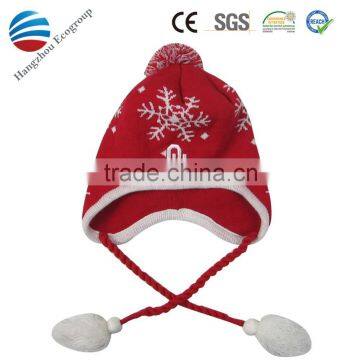 New customized warm winter knit hat with ball top