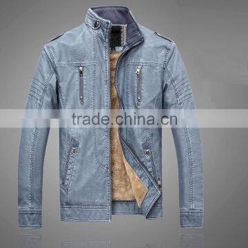 Top fashion men's stylish PU leather jacket cool design men outdoor coat