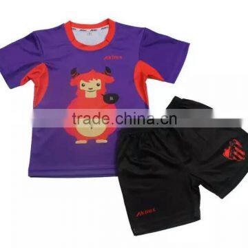 custom design animal printed t-shirt short sleeve kids clothes set