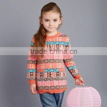 DK0034 dave bella 2015 autumn girls boutique sweater children's clothes girls jacquard sweater children's fashionable sweater