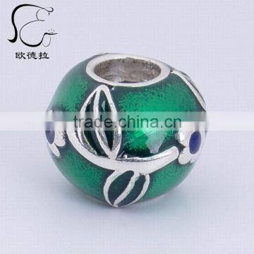 enamel hollow 925 s925 charm leaves series bead