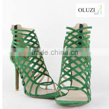 OLNS009 2016 Beautiful Gladiator Sexy Women Sandals Green Ankle Strap Novelty Fish Toe Sandal Shoes for Women photo-2