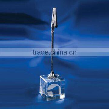 Small cube crystal card holder, memo card clip for office table use