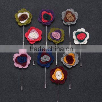 handmade colorful lapel flower pin/ brooch pin for men's party/accessories flower pins