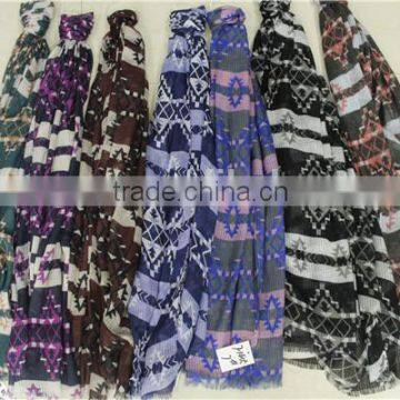 Polyester Printed scaves stripes colors in stock scarves