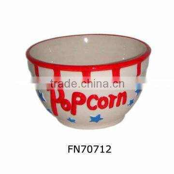 Hand-painted Small Ceramic Popcorn Bowl