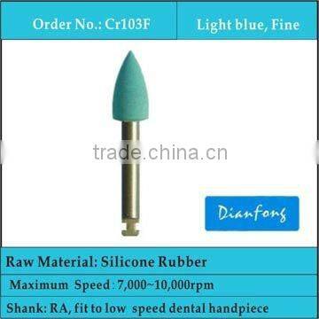 RA shank bullet shape blue color fine girt silicone rubber dental polishing product