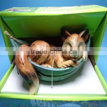 Resin Animal Statue Arts Dog and Cat "DAY DREAM IN BOAT" photo-2