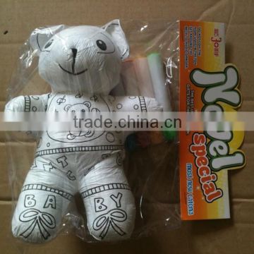 8"graffiti plush bear toy include four color pen