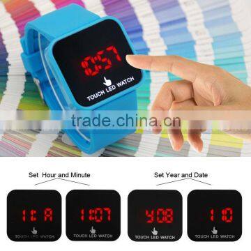 Cool Mirror Touch Screen Led Date&Day Silicone Quartz Men Lady Wrist Cuff Watch