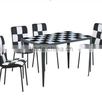 1+4 black and white glass dining room furniture sets