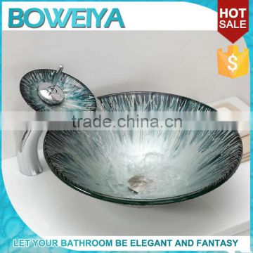 Superior Quality Wash Hand Sink Glass Small Bathroom Basin With Faucet