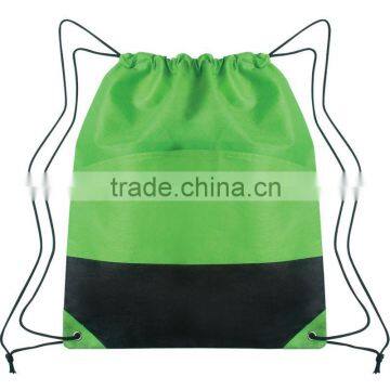 Non-Woven Two-Tone Drawstring Sports Pack-Forest Green