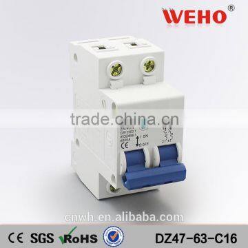 High quality factory price 2 pole 16a mcb breaker