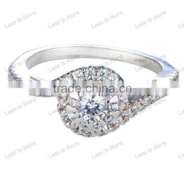 Wax paved silver engagement ring fashion wedding ring with cz stone