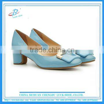 Block heel pumps shoes women leather shoes low-mid heel shoes