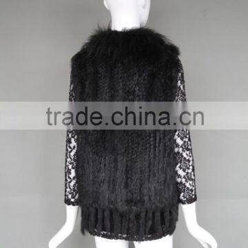 Natural Stylish Fashion Women's Knitted Genuine Rabbit Fur Vest photo-4