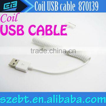 Spiral Coiled USB 2.0 A Male to Micro USB B 5Pin Adaptor Spring Sync Data Charger Cable Black/White