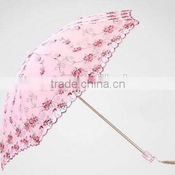 4 Folds Inverse Tiantang Frame Pretty Classic Foldable Lace Sun Umbrella