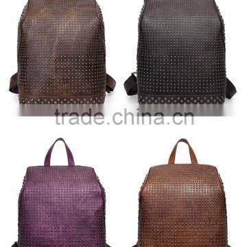 Big Backpack With Full Studs Vintage Stylish Shoulder Bag Mummy Bucket Bag Genuine Leather Top Quality Backpack photo-6
