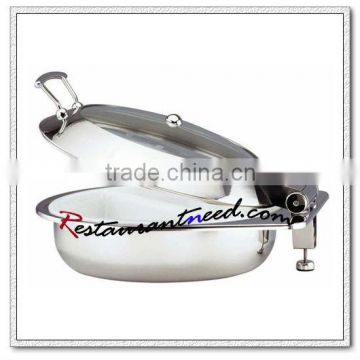 C071 Round Stainless Steel Body Glass Lid Chafing Dish