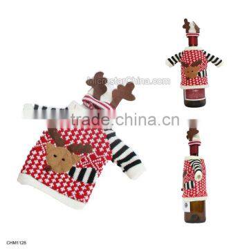 Christmas Decoraction Elk Fabric Wine Cooler Bottle Clothing