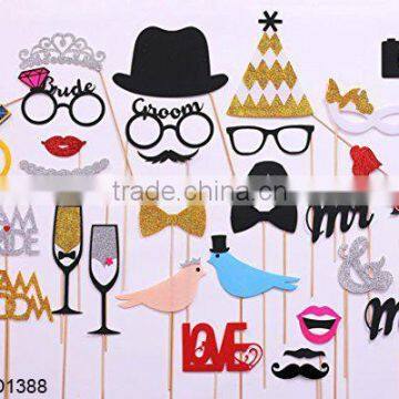 2016 sparkling wedding ceremony Mr and Mrs bride and groom party photo booth props