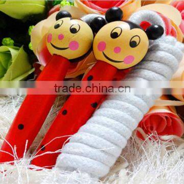 Kids Wood Skipping Jump Rope Wooden Green Bee Cartoon Animals Toy Party Favor Supply Fitness