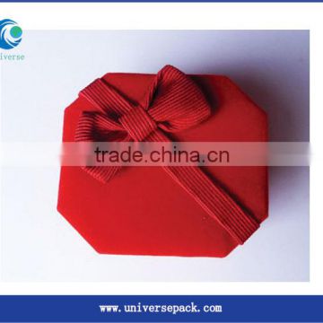 Bowknot Boxes For Gift Red Packing Flocking Box Made In China