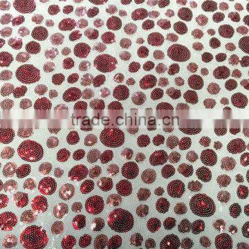 Colorful Circles Embroidery Dots Sequins Fabric photo-3