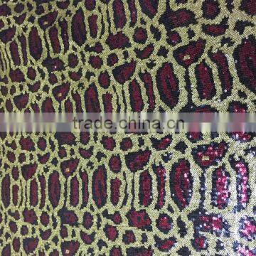 Snake Embroidered 3mm Sequin Fabric Leopard photo-6