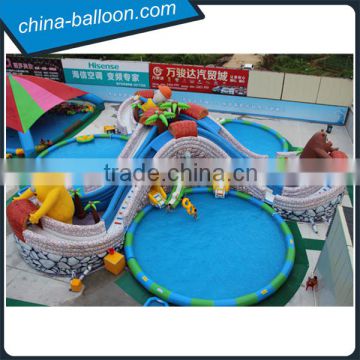 Giant inflatable ground water park/ inflatable cartoon water play equipment with huge slide and pools