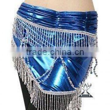 Wuchieal Golden and Silver Beaded and Tassel Belly Dance Hip Scarf QC0441