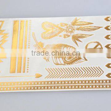 Wholesale Shiny Foil Temporary Tattoos Flash Gold Body Art Tattoos Water Transfer Fake Jewelry Tattoos Factory photo-6