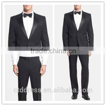 2014 Top Quality 100% wool Black tuxedo wedding suit