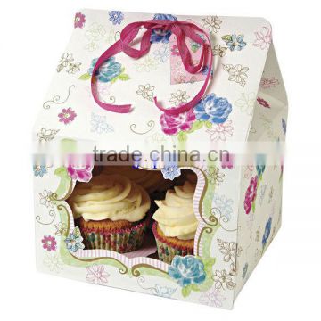 flower printed cupcake box with beautiful window