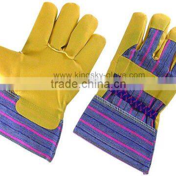 Yellow Color PVC Impregnated Cotton Back Garden Glove