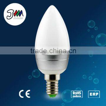 high quality dimmable 3w 220v c37 led candle lighting e14 sliver