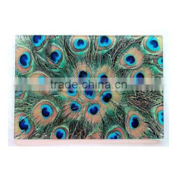 Peacock feather kinds of size glass cuting board