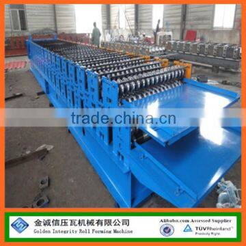 Hot sale PLC controled IBR and corrugated metal roof double deck roll forming machine