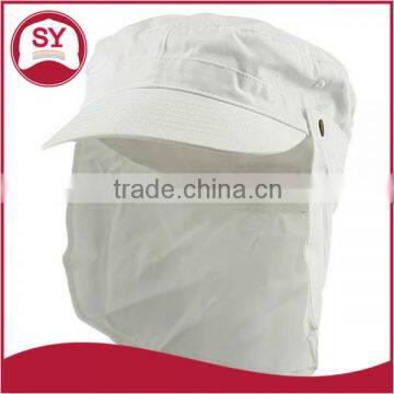 White Army Cap with Removable Flap