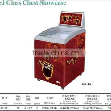 High quality commercial freezer ice cream display freezer curved double door freezer for supermarket